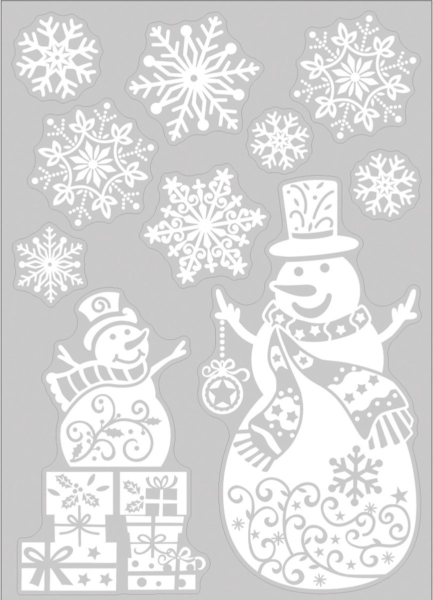 Annas Collection Kerst raamstickers Sneeuwpop - vel van 34 x 28 cm - raamdecoratie - raamversiering